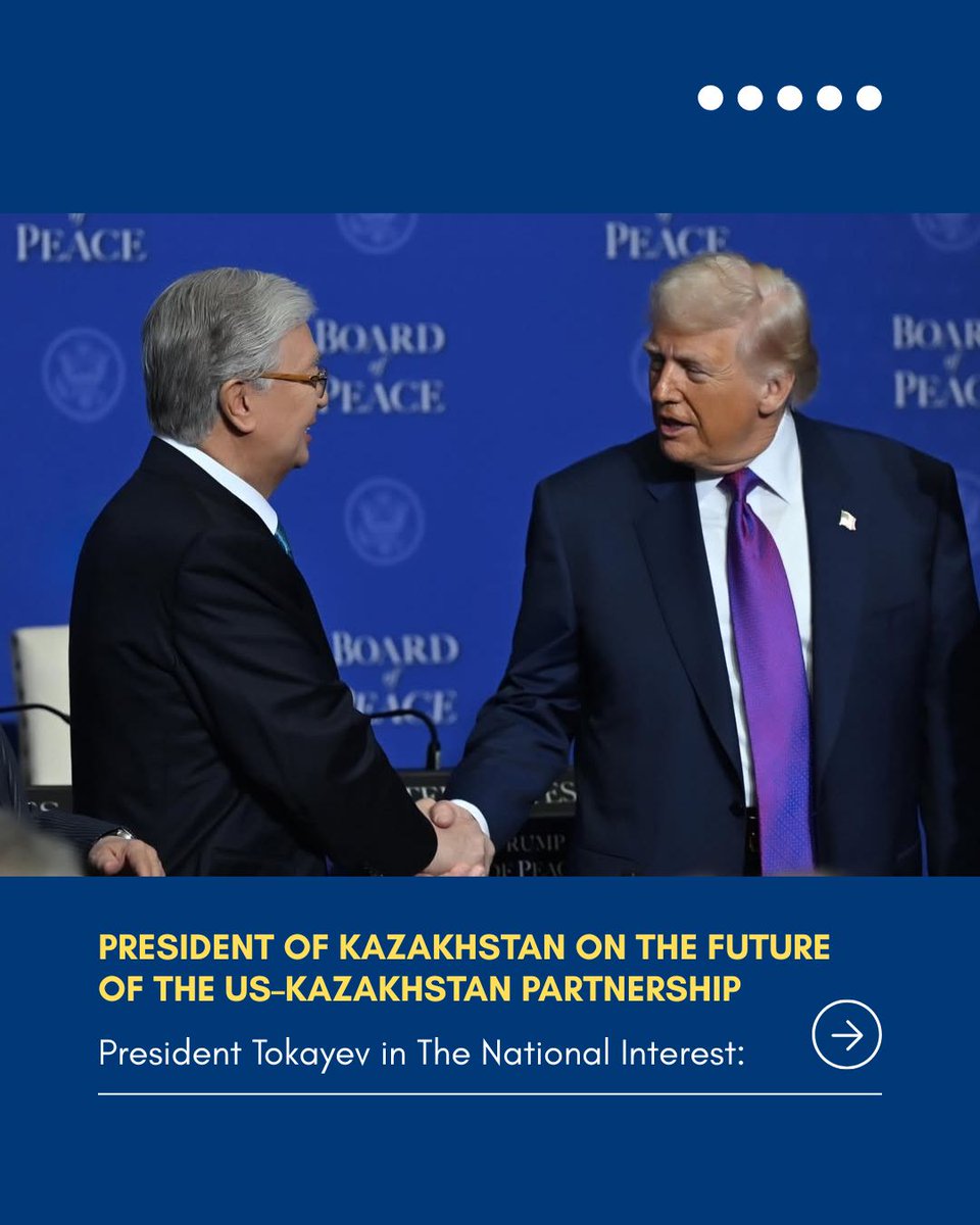 akhinzhanov's tweet image. President of Kazakhstan @TokayevKZ on the Future of the US–Kazakhstan Partnership in his article in The National Interest:

#Kazakhstan #US