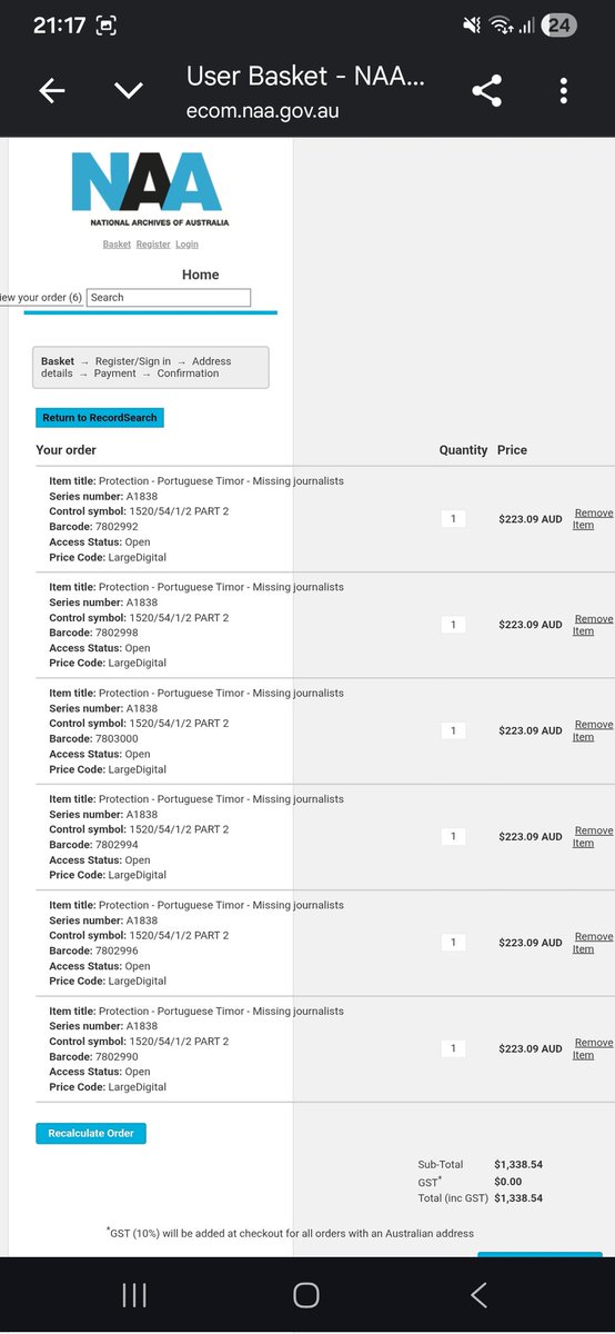 National Archives of Australia wanting $223 to scan a single photo of the Balibo 5 funeral in Jakarta in 1975. 

These photos have only just been allowed to be opened by DFAT