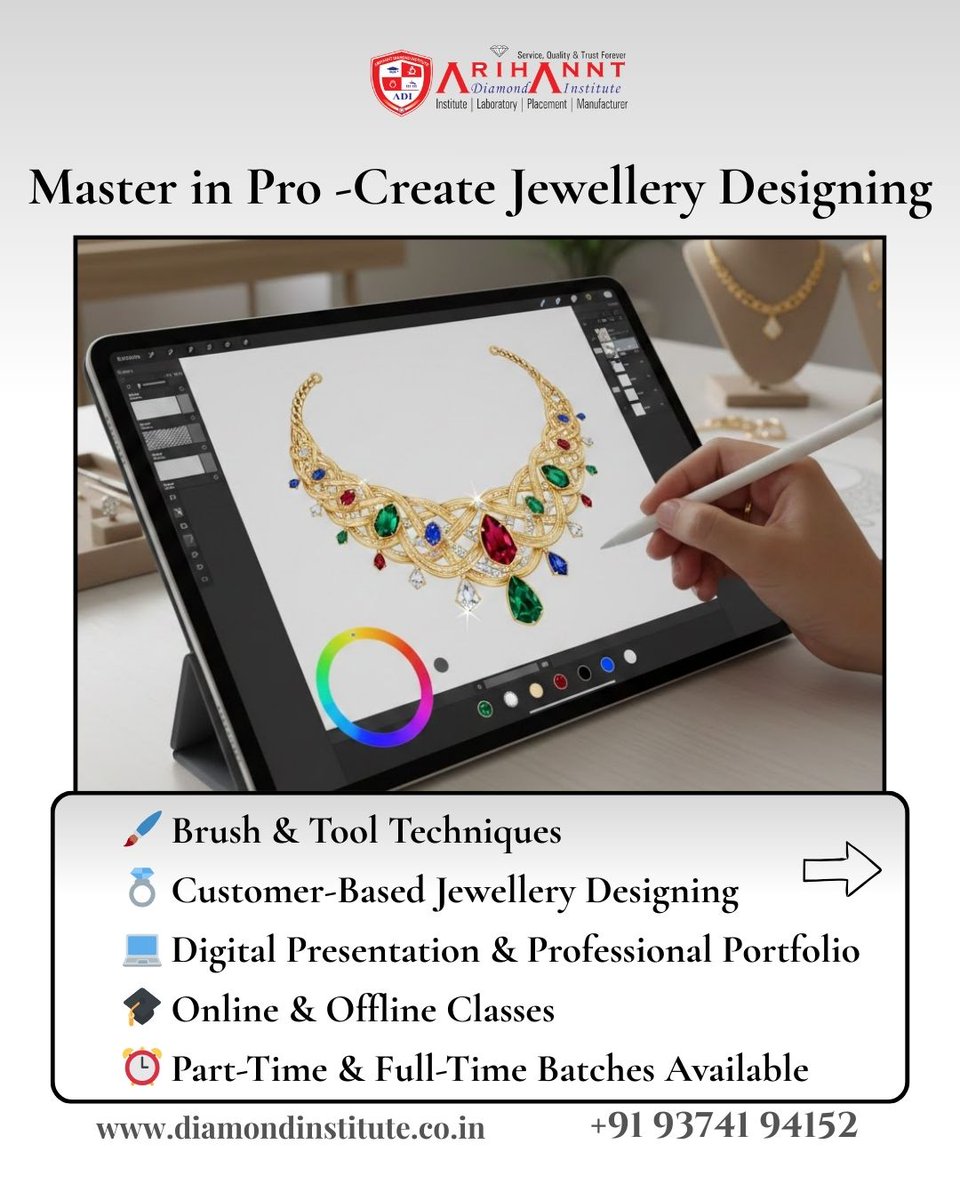arihantdiamondi's tweet photo. Exams done ✔️
Now what? 🤔

Turn your skills into a career in the Diamond &amp; Jewellery Industry 💎
👉 Swipe &amp; explore

👇For More Information Call Us👇
📞 093741 94152
#fyp
#viralreels
#diamondinstitute
#trending
#diamondcourses https://t.co/pee88iWuKV