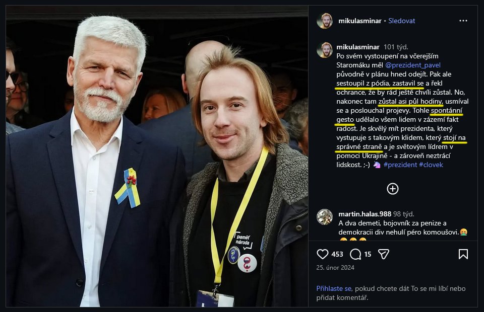 🤡 Nebesa se otevřela a....

1. Sestoupil z pódia, zastavil se
2. Zůstal asi půl hodiny
3. Spontánní gesto
4. Stojí na správně straně

Zítra bude podobný scénář jako před 2 roky. Bůh a zástupce opozice dorazí a budou stát na správně straně, svazáci. Tak stůjte, snad to vystojíte.