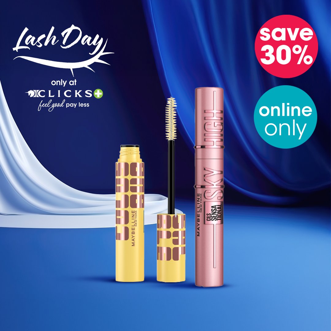 Clicks_SA's tweet photo. Maybelline Colossal Bubble delivers buildable, customised volume with a smooth, lifted look, while Sky High gives limitless length and full volume – flake-free, smudge-proof, and lightweight for lashes that wow all day.
Shop now. -> https://t.co/j2YBUWzKaI
#LashDay #OnlineOnly https://t.co/Hyuq6mqeud