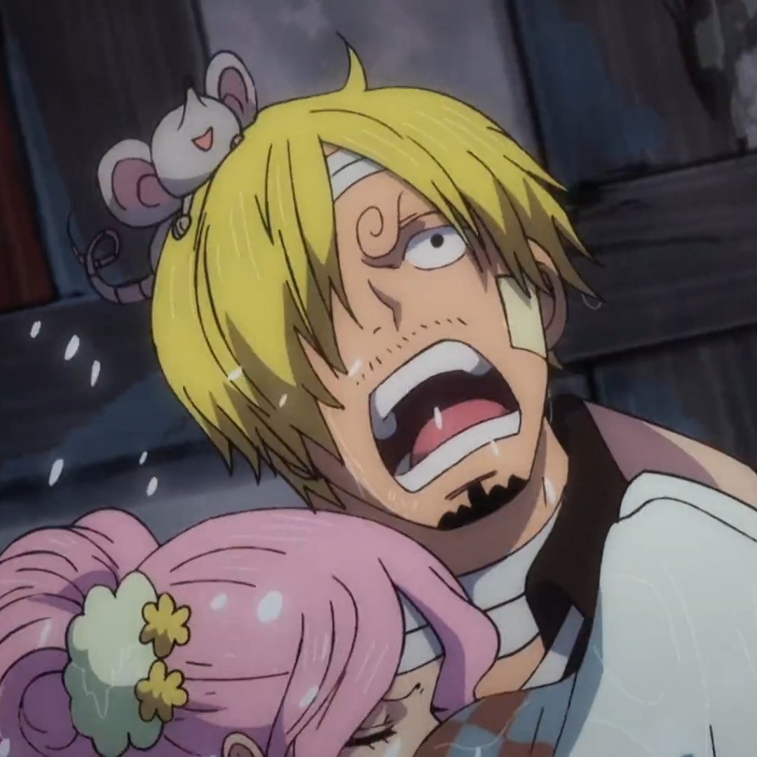 Sanji holding Osome while little Chuji is on his head is soo cute