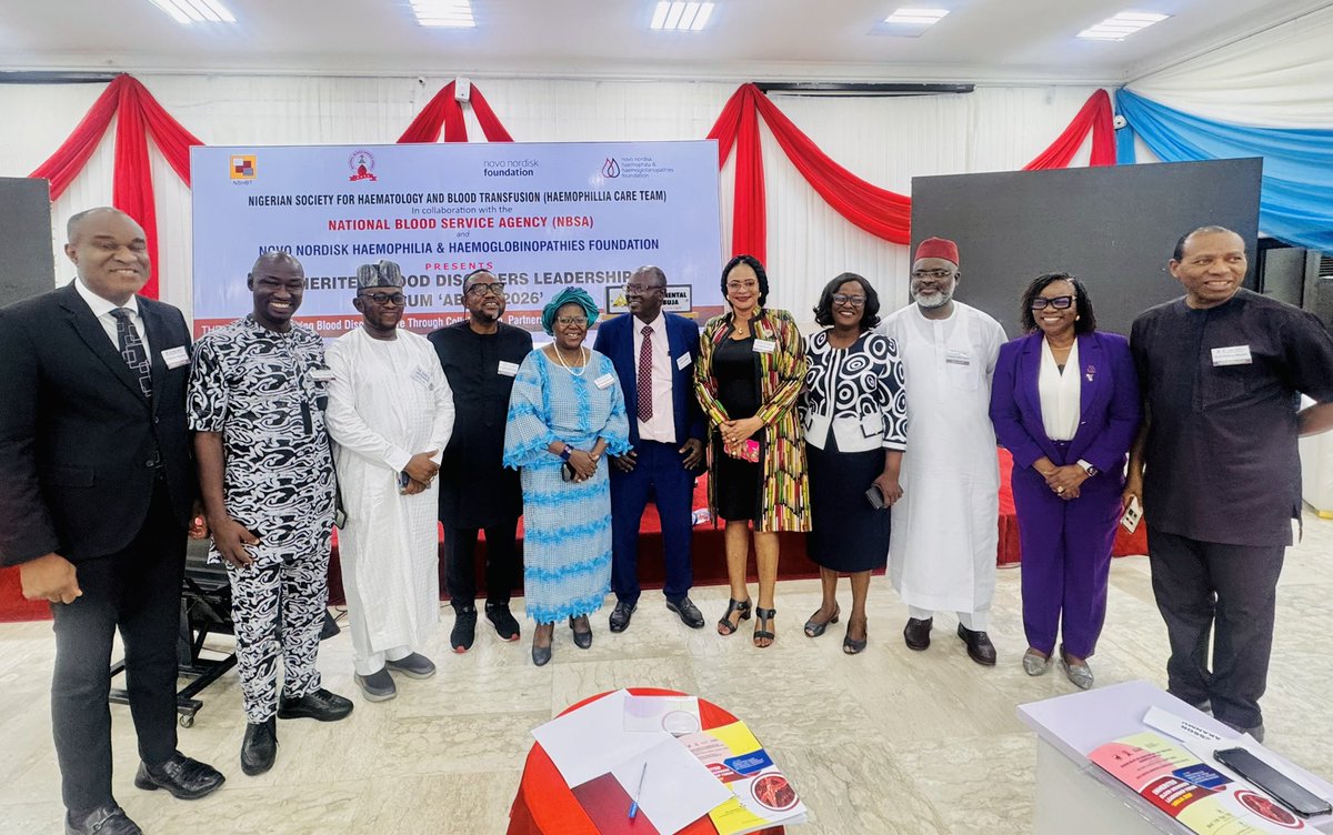 NSHBT_Official's tweet photo. The NSHBT in collaboration with @novonordisk &amp; National Blood Service Agency was proud to convene stakeholders at the Inherited Blood Disorders Leadership Forum, Abuja.

Strengthening care for haemophilia &amp; haemoglobinopathies remains a national priority.

#NSHBT #Haematology https://t.co/3sOmMMFCEz