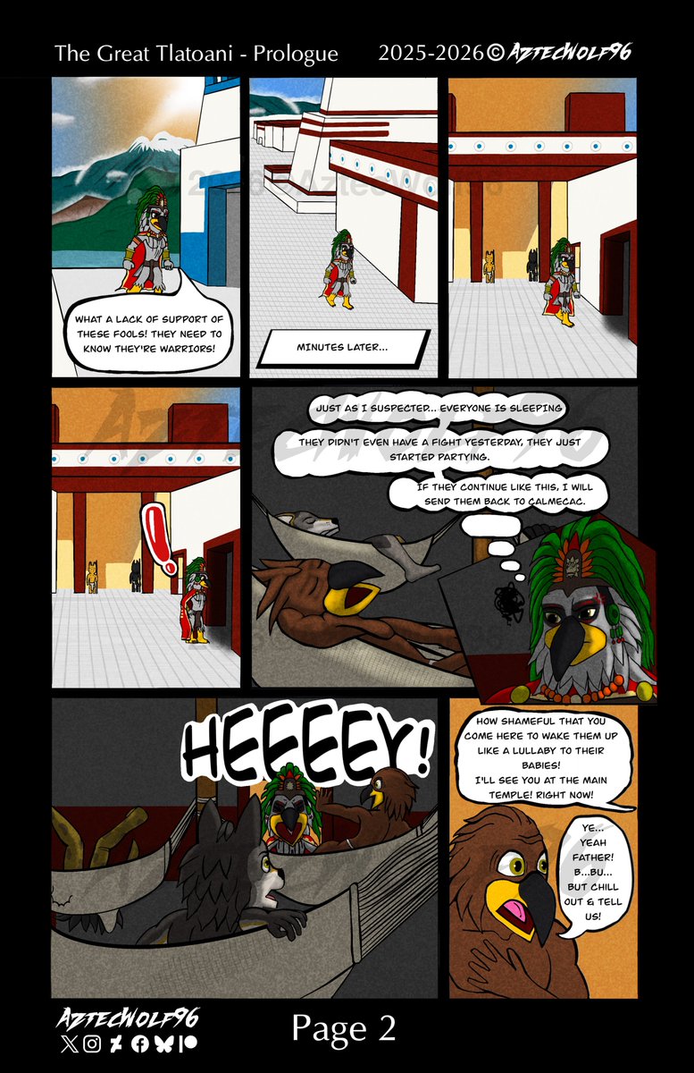 AztecWolf_96's tweet photo. PAGE 2 OF THE GREAT TLATOANI PROLOGUE IS FINALLY OUT!
Sorry for the wait, i was busy again 

Here's my telegram for + updates:
https://t.co/WJHn5SGwBV

#TheGreatTlatoani #ElGranTlatoani #comic #furryfriday #anthro #furry #azteca #mexica #fandomfurry #mexico #warrior #guerrero