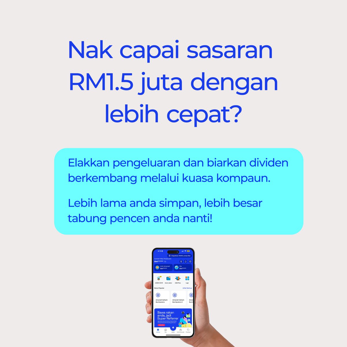 ASNBmy_official's tweet photo. Sasaran simpanan persaraan yang disyorkan kini telah mencecah sekitar RM1.3 hingga RM1.5 juta. Adakah anda sudah di landasan yang betul?
Rancang persaraan yang lebih tenang dengan memulakan pelaburan bersama ASNB bagi memperkukuhkan simpanan persaraan anda.
#ASNB #Simpanan #Persaraan
