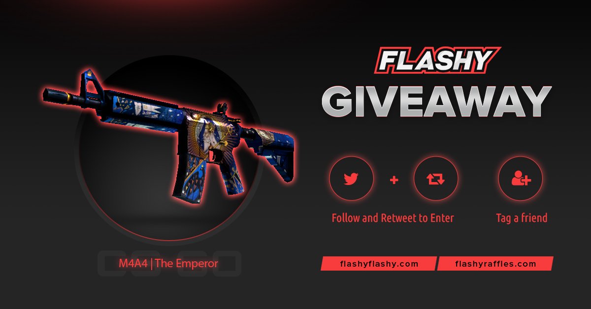 ❤️‍🔥 WKND GIVEAWAY !!! 🏆 M4A4 The Emperor !

To win:
✅ Visit &amp; log in: gamdom.com/r/flashyflashy…
✅ Visit for free codes: flashyflashy.com
✅ Retweet
✅ Tag a friend 
✅ Follow us

#flashyflashy #giveaway #csgoskins #CSGOGiveaway