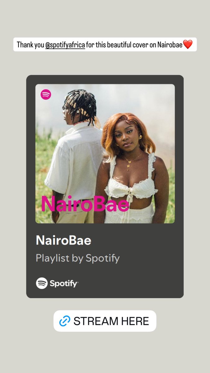Pia Spotify wanatambua, sembuse wewe? Thank you <a href="/SpotifyAfrica/">Spotify Africa</a> for an amazing cover on Nairobae!! Mtaenda Far!