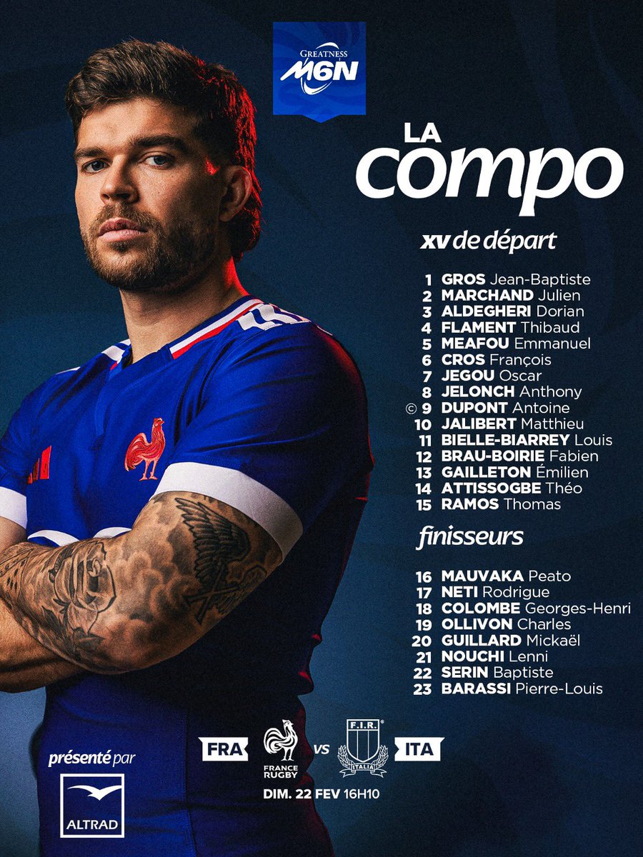 🇫🇷🇮🇹 Rendez-vous à Lille dimanche pour notre 𝟑𝒆 𝒓𝒆𝒏𝒅𝒆𝒛-𝒗𝒐𝒖𝒔 dans ce <a href="/SixNationsRugby/">Guinness Men's Six Nations</a> ! 💪

#FRAITA #XVdeFrance