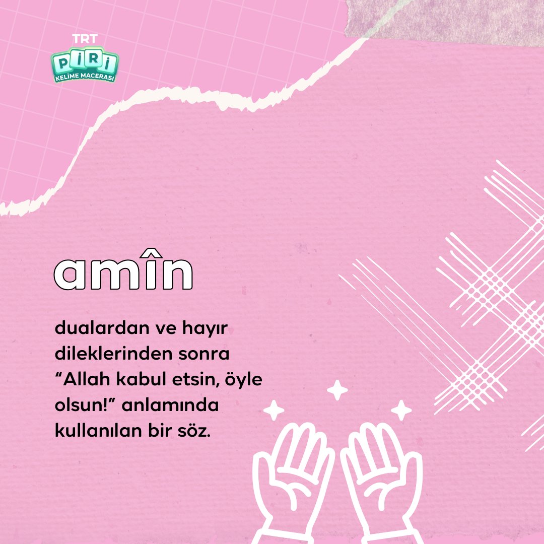 “Amin" mi yoksa "amîn" mi? 🧪

Sen de “amin” ve “amîn” kavramlarını sıklıkla karıştırıyorsan gönderimizi kaydetmeyi ve arkadaşlarınla paylaşmayı unutma! 💬

Türkiye'nin kelime oyunu Piri, kelime avcılarını bekliyor! 🤲🏽

#TRTPiri #KelimeOyunu