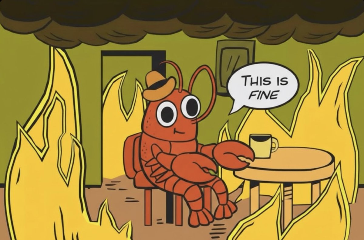 Nullshot_ai's tweet image. OpenClaw Agent running 47 simultaneous tasks be like