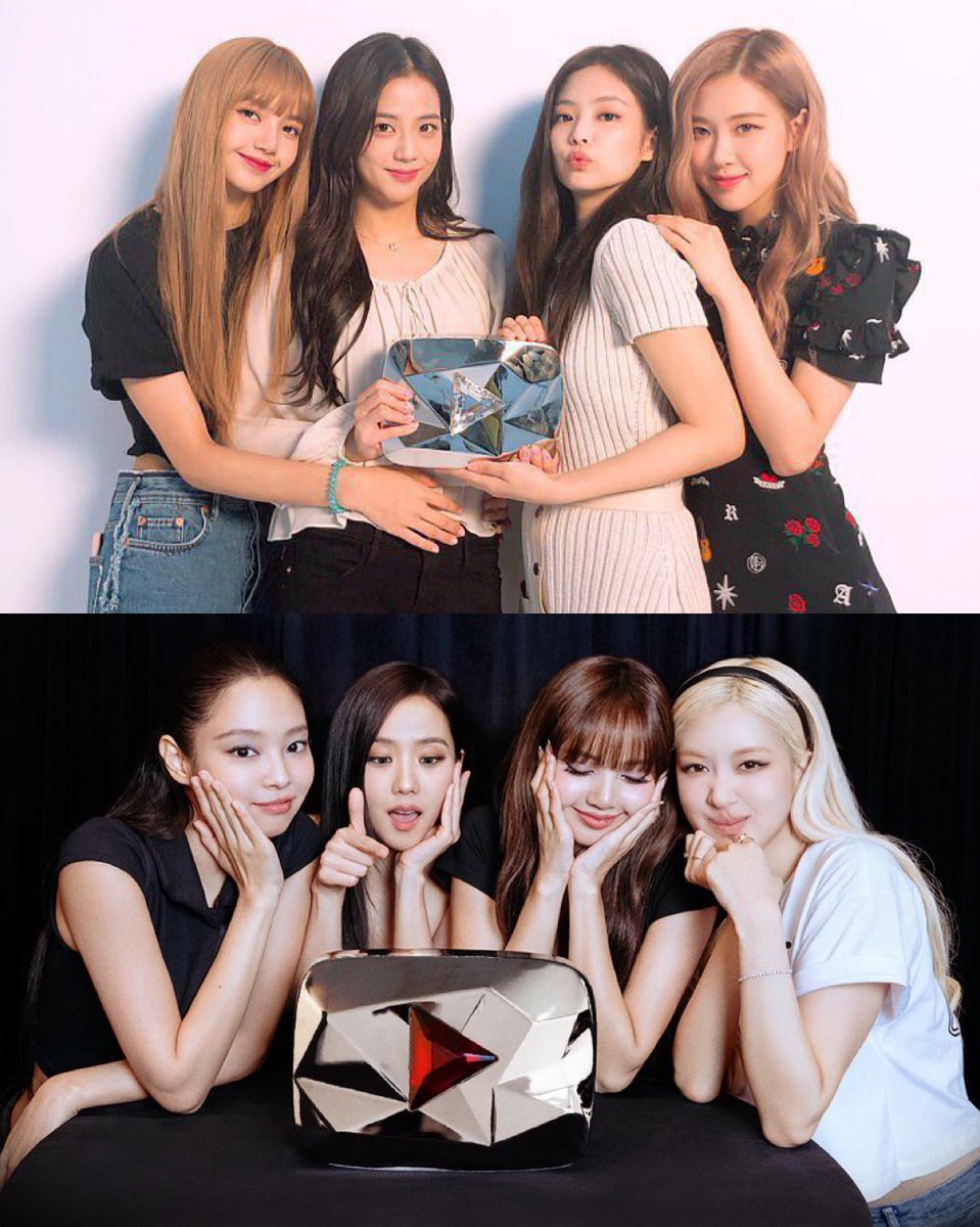 BLACKPINKBRASIL's tweet photo. Elas com o botão de 10 milhões de inscritos e 100 milhões 🥹 Acompanhar o crescimento delas é no mínimo emocionante 🥲🤍

#BLACKPINK @BLACKPINK https://t.co/kELBhqPmwm