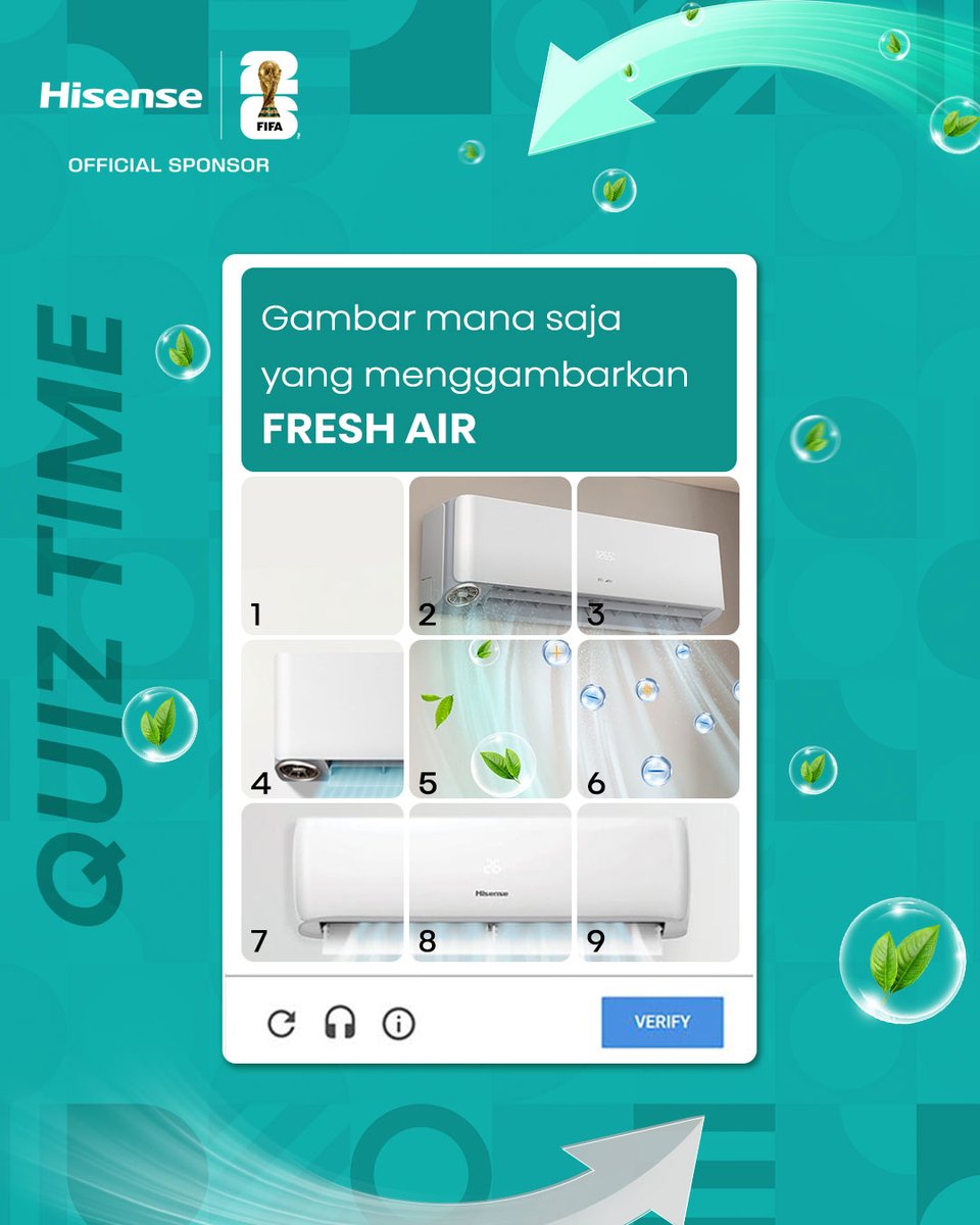 🚨‼QUIZ TIME‼ 🚨

Siap-siap, waktunya uji ketelitian kamu! 👀❄️

Quiz berhadiah dari Hisense Indonesia sudah dimulai.
Coba tebak, gambar mana saja yang menggambarkan AC Hisense Fresh Air?