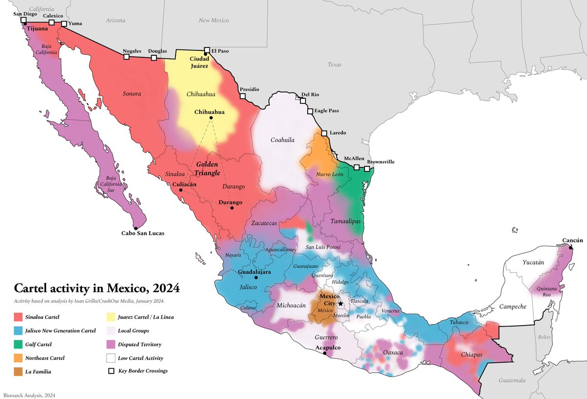 vintagemapstore's tweet photo. Map of Drug Cartels in Mexico https://t.co/zqJVzbMq1c