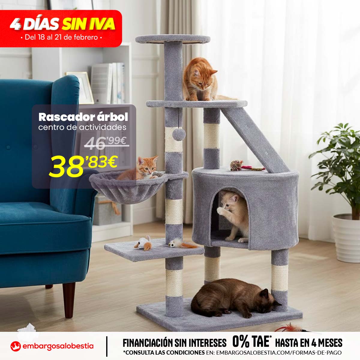 Feliz Día Internacional del Gato!​🐈​ No podemos prometer que hoy no vaya a ignorarte 😼 pero al menos que sea por su nuevo rascador!🐾#DiaInternacionalDelGato #DiaSinIva #Embargosalobestia 👉​bit.ly/3OBeqsi