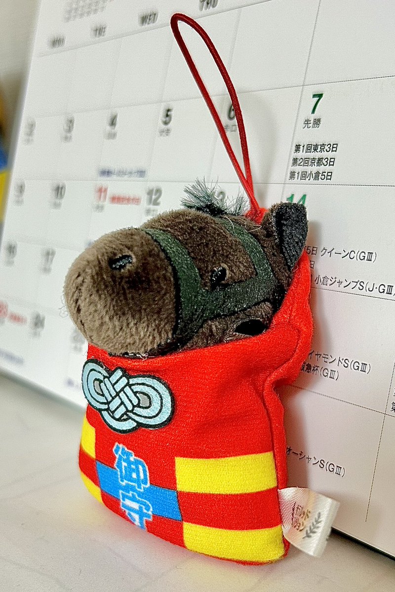 地元のショッピングセンターのクレーンゲームで可愛い競走馬のお守りマスコットを発見。試しに百円玉を入れてアームの強さを確認。冷酷な設定ではなさそうだったので、意を決して両替機に北里柴三郎さんを１枚召喚。ウイニングチケット君を狙い続けてみたところ、無事に連れて帰ることができました🎁