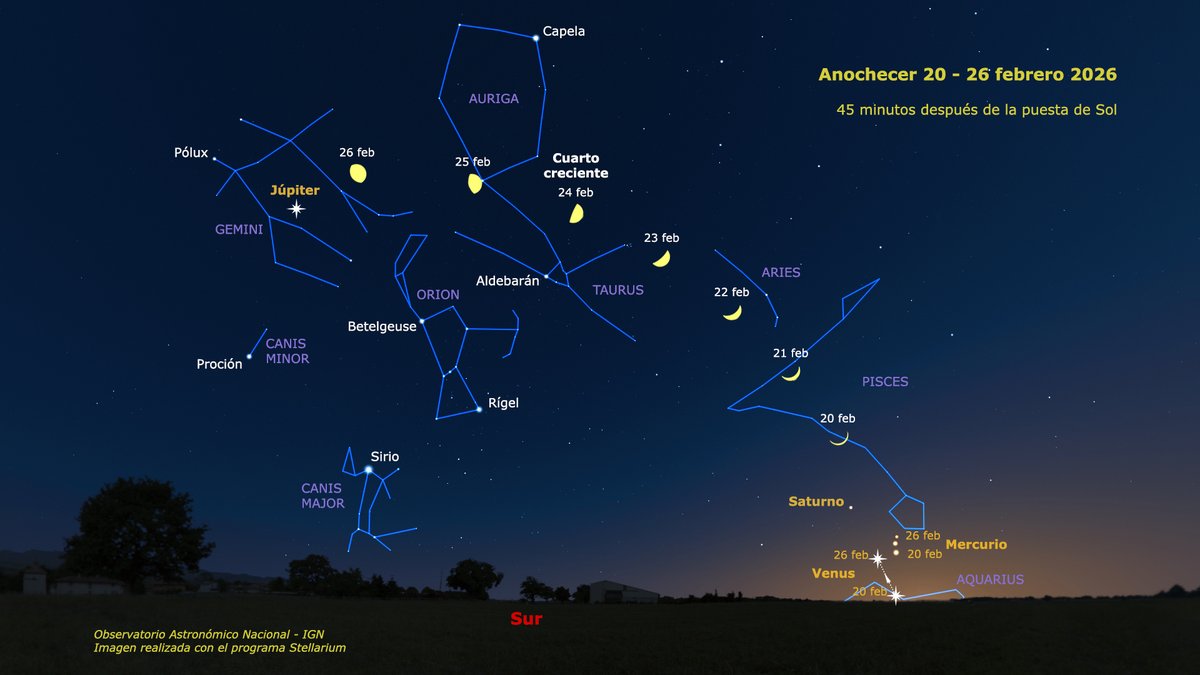 Mira hacia el oeste tras la puesta de Sol esta semana y verás a Venus asomar sobre el horizonte. El brillante planeta ha venido para quedarse un tiempo, y permanecerá como lucero de la tarde hasta finales del verano. Poco a poco se acercará primero a Mercurio y luego a Saturno.