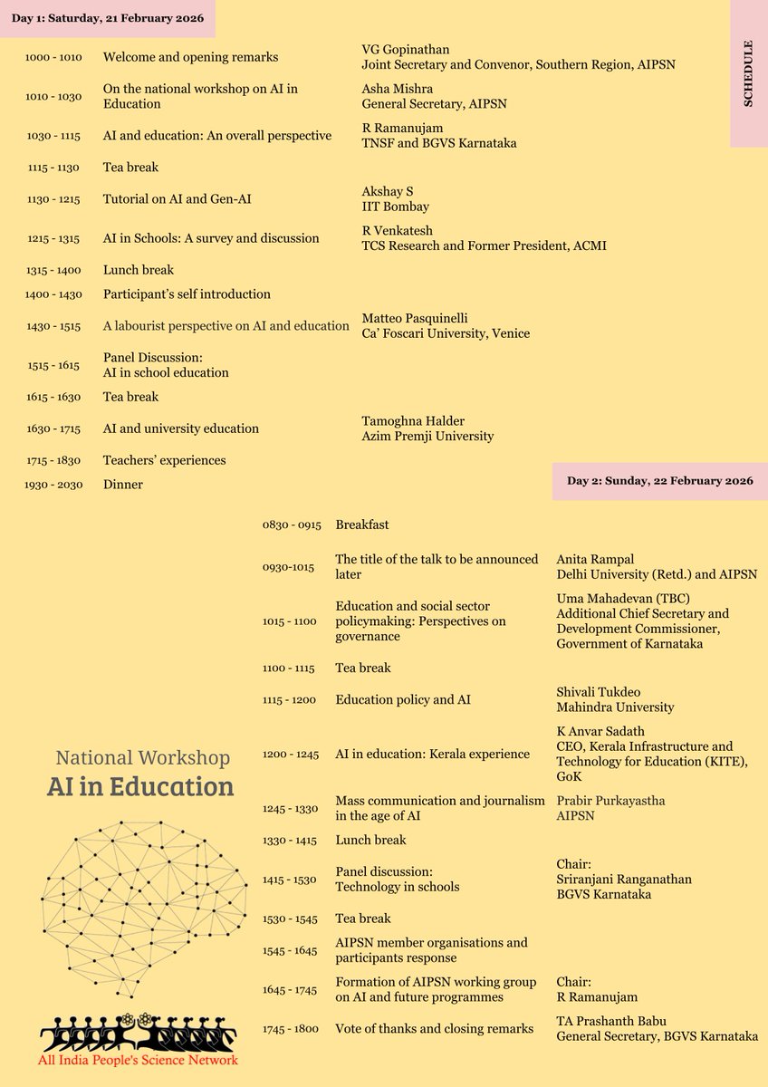 gsaipsn's tweet photo. #AIPSN
National Workshop Al in Education
21-22 February 2026
Bengaluru https://t.co/KdTfNXEixJ