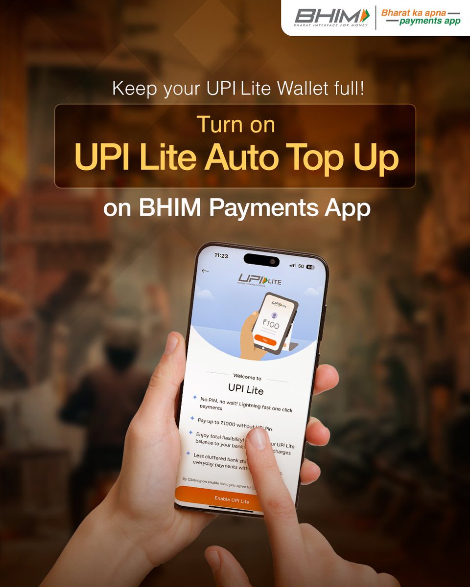 NPCI_BHIM's tweet image. Waste no time and make sure your UPI Lite wallet is always full on BHIM Payments App 🔥

#BHIMPaymentsApp #BharatKaApnaPaymentsApp #UPILite #SeamlessPayments
