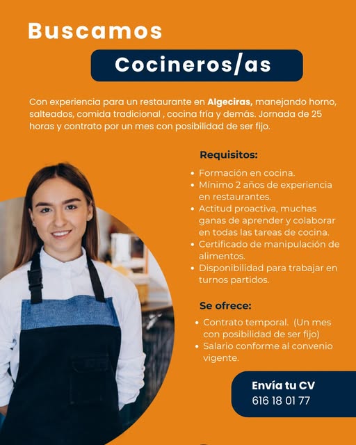Oferta de #empleo: Cocinero/as (Gaboral - #Algeciras)  emfocadiz.blogspot.com/2026/02/oferta…
