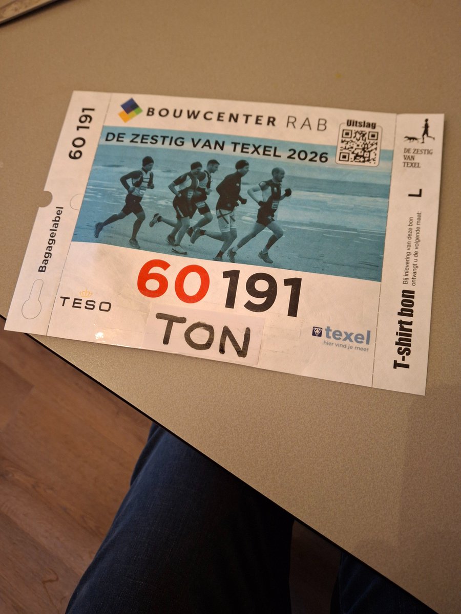 Startnummer is binnen.. #Texel #hartlopen