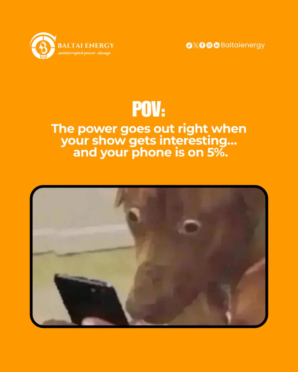BaltaiEnergy's tweet photo. That moment you finally relax…
📺 Movie sweet
🔋 Battery low
⚡ Power gone
😂😂😂

Baltai Energy solar has entered the chat 🌞
#solar #baltaienergy
#trending https://t.co/wJB0bERxBe