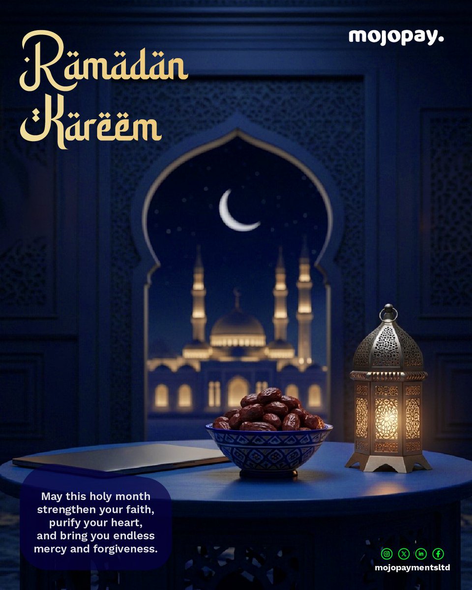 As the crescent moon rises, we welcome a month of reflection, discipline, and compassion.

May Ramadan bring you peace, clarity, and abundant blessings. 🌙

Ramadan Kareem from all of us at MojoPay.

#RamadanKareem #Ramadan2026 #Community #Reflection