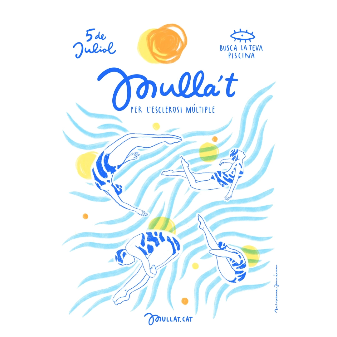 Presentem el cartell del #MULLAT2026, de <a href="/nirvanajimenez/">Nirvana Jiménez Montagut</a>.

Representa la resiliència dins de l'aigua i ens convida a mullar-nos des d'una mirada conscient i empàtica.

Ens encanta. 😍

📅 Reserva't el dia: el 5 de juliol ens mullem per l'#esclerosimúltiple! 💦