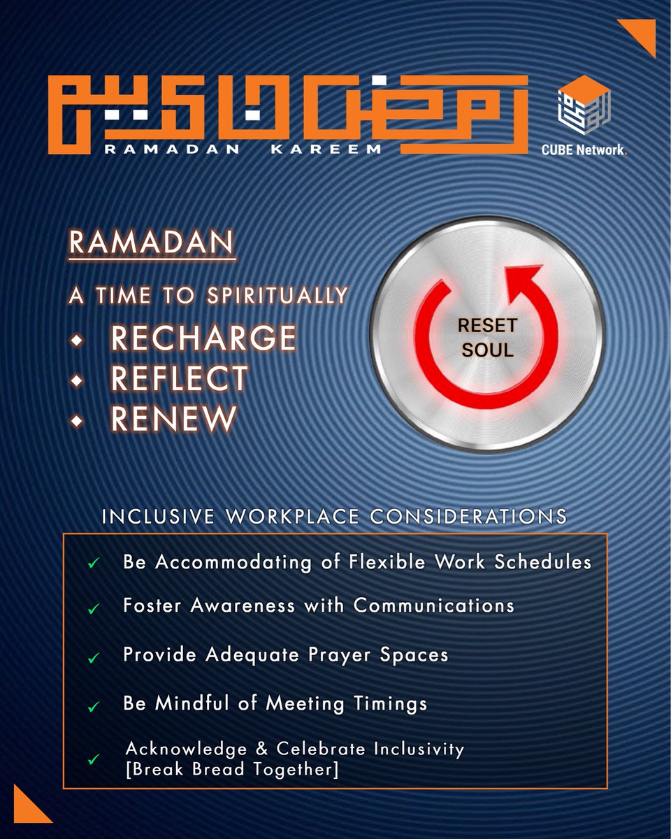 CubeTweeting's tweet photo. Ramadan Kareem to our CUBE Network family!

“Oh you who have believed, fasting has been prescribed for you as it was prescribed for those before you, so perhaps you will become mindful of God.”  [Surah Al-Baqarah 2:183]

May Allah accept our fasts, prayers, and acts of worship. https://t.co/tH0vGP5i67