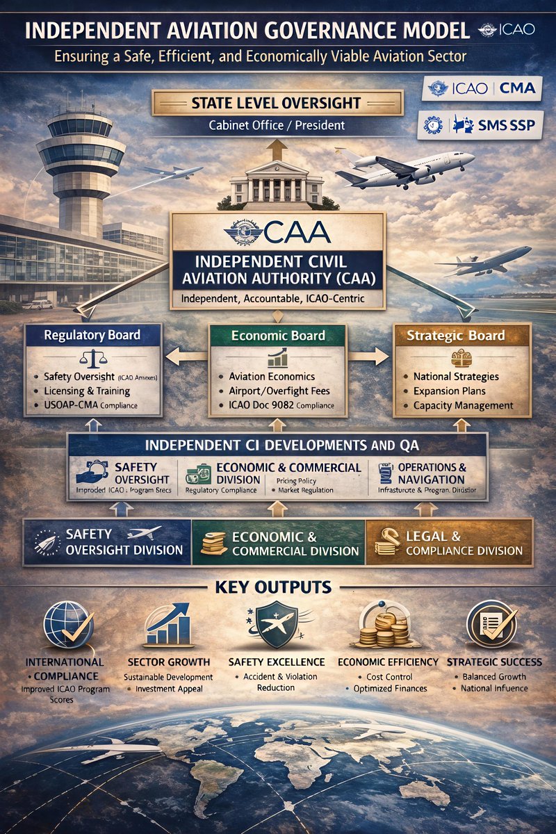 alhashmihgmailc's tweet photo. أسباب #تفوق دول في قطاع #الطيران يعود إلى إنشاء Aviation #Governance #Model مستقل،يحمي #السيادة الاقتصادية و #الأمنية لدولها.حيث ربطت ما بين #الكفاءة،#السلامة، #الاقتصاد،و #الاستراتيجية،وتم تحويل قطاع الطيران من عبء #مالي إلى رافعة حقيقية #للتنمية.
#رؤيه_عمان_٤٠,#التوا��ل_الحكومي https://t.co/Kg6zvIjmd2