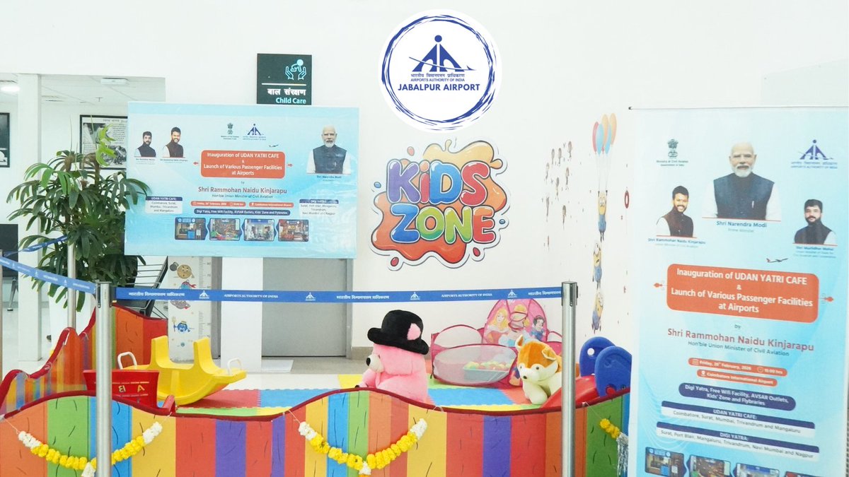 aaijbpairport's tweet image. 👶💛Comfort for parents, fun for kids!
Jabalpur Airport proudly offers a vibrant Kids Zone and well-equipped Child Care Room for our young flyers.
#aai #jabalpur #fly