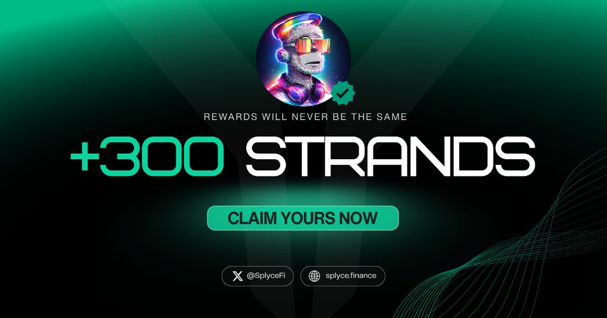 300 Strands claimed. 

Real-world yield is coming to Solana with <a href="/SplyceFi/">Splyce Finance</a> 

Feels good to be early.

Your turn: solana.splyce.finance/rewards?ref=ab…