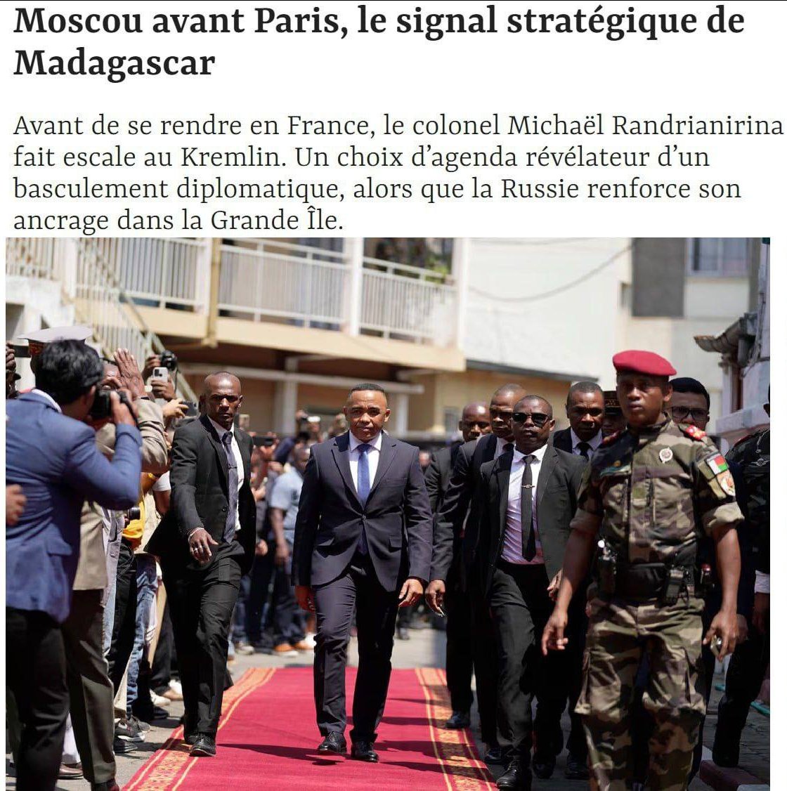 RTenfrancais's tweet photo. 📢  Le Point est offensé : le président malgache a accordé sa première interview officielle à #RT plutôt qu'aux médias occidentaux.

🟢Le journal s'est plaint de ce que cet entretien s’est tenu au détriment de chaînes occidentales telles que RFI, France 24, TV5 Monde et la BBC. https://t.co/FP0iyqqtnJ