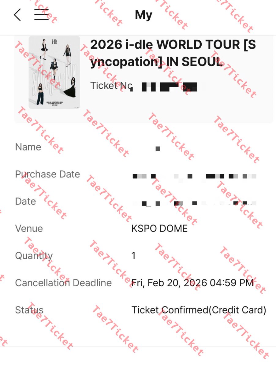 2026 I-DLE WORLD TOUR syncopation IN SEOUL 
#Tae7feedback
Ticket transfer completion record
#아이들 #idle
#Syncopationinseoul #IDLEinSEOUL
#2026_idle_WORLDTOUR