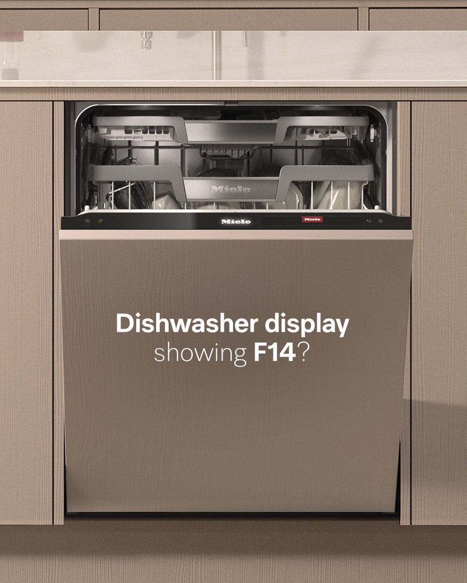 Miele_Nigeria's tweet photo. F14 usually indicates a circulation pump issue. Before booking a service visit, check for blockages, ensure proper water flow, and restart the appliance safely.
#miele #fixyourself #dishwasher #paobc #fixyourmieledishwasher #SustainableLiving https://t.co/wQy16lF8uD