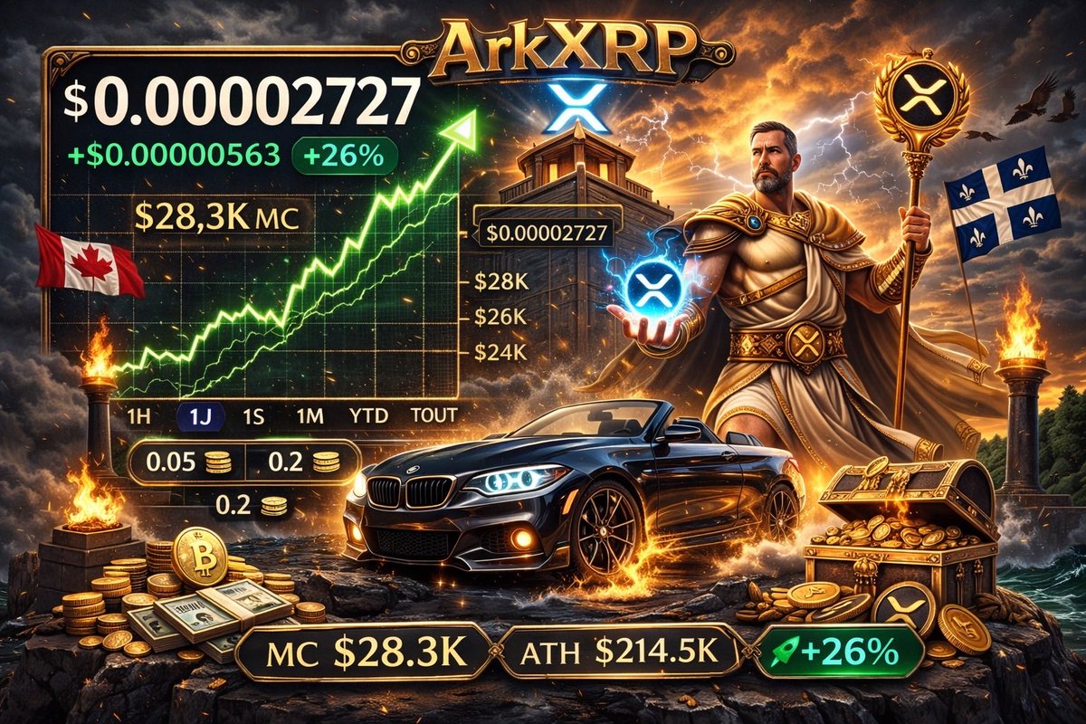 ArkXRP_'s tweet photo. ARKXRP showing strength on the daily chart.

Price: $0.00002727
24H Change: +26%
Market Cap: $28.3K

Momentum building. Structure forming.
Small cap, high volatility — high-risk environment.

CA: 2rQcoMECcsU3UBNfpsUxegnHc9js7usb2XagwUK3pump https://t.co/zaFEQZyFET