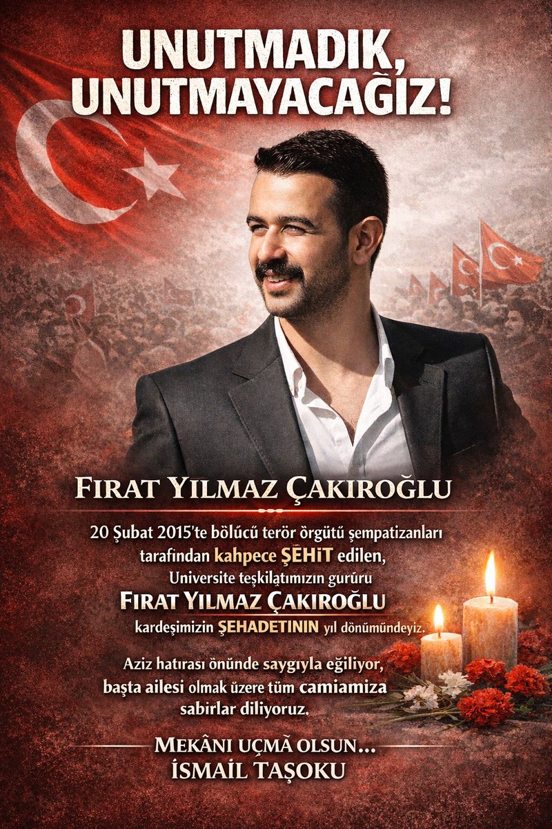 casperc86309449's tweet photo. UNUTMADIK, UNUTMAYACAĞIZ!
​20 Şubat 2015'te Pkk'lı  Terörist tarafından hain bir saldırı sonucu şehadet şerbetini içen, üniversite teşkilatımızın gururu FIRAT YILMAZ ÇAKIROĞLU kardeşimizin şehadetinin 11. SENEİDEVRİYESİNDEYİZ.
​DAVASI: Vatanın bölünmez bütünlüğü.
​MİRASI: 🇹🇷🇹🇷🐺 https://t.co/Q2yWptjN8Y