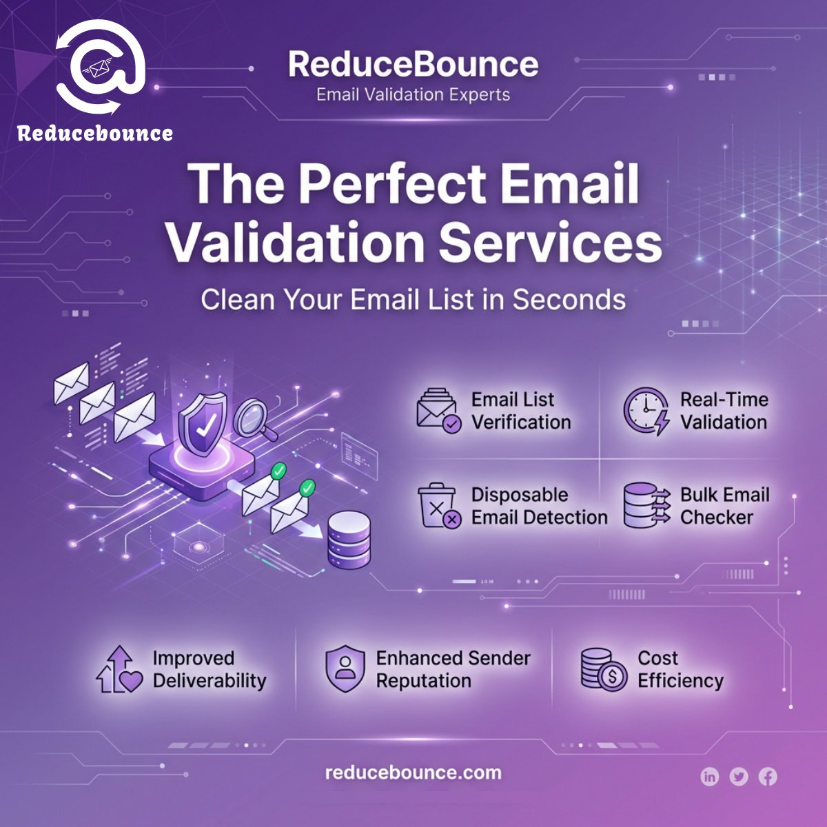 Reduce_Bounce's tweet photo. ReduceBounce provides high-accuracy email validation to eliminate invalid addresses, prevent bounces, and protect your sender reputation. It ensures your marketing reaches real inboxes maximizing campaign engagement and overall business ROI. visit: https://t.co/xRwROsHHuk
#Reduce https://t.co/10vs1Tr2mp