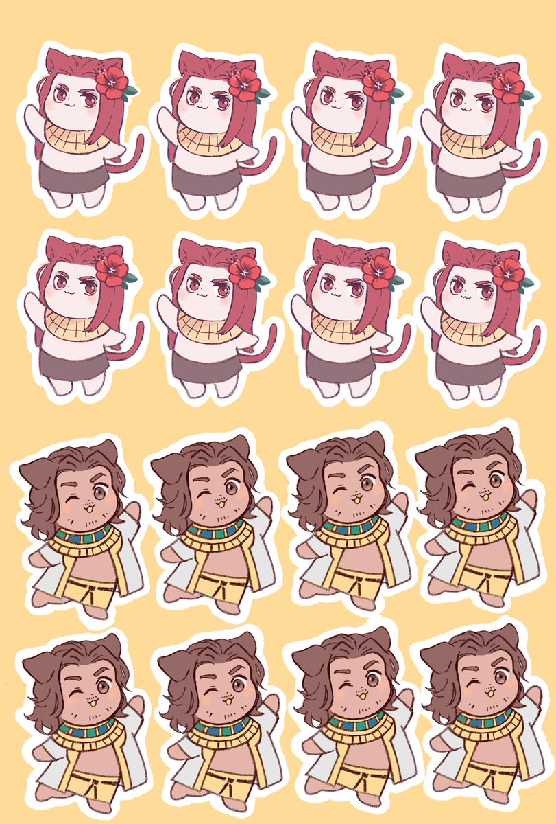 同じ絵の使い回しなので変わり映えはしないけど、これがシールにしたイラストです〜🎉
キャラを増殖させた画像の方、待ち受けとかにもなりそうだな〜とかって✨