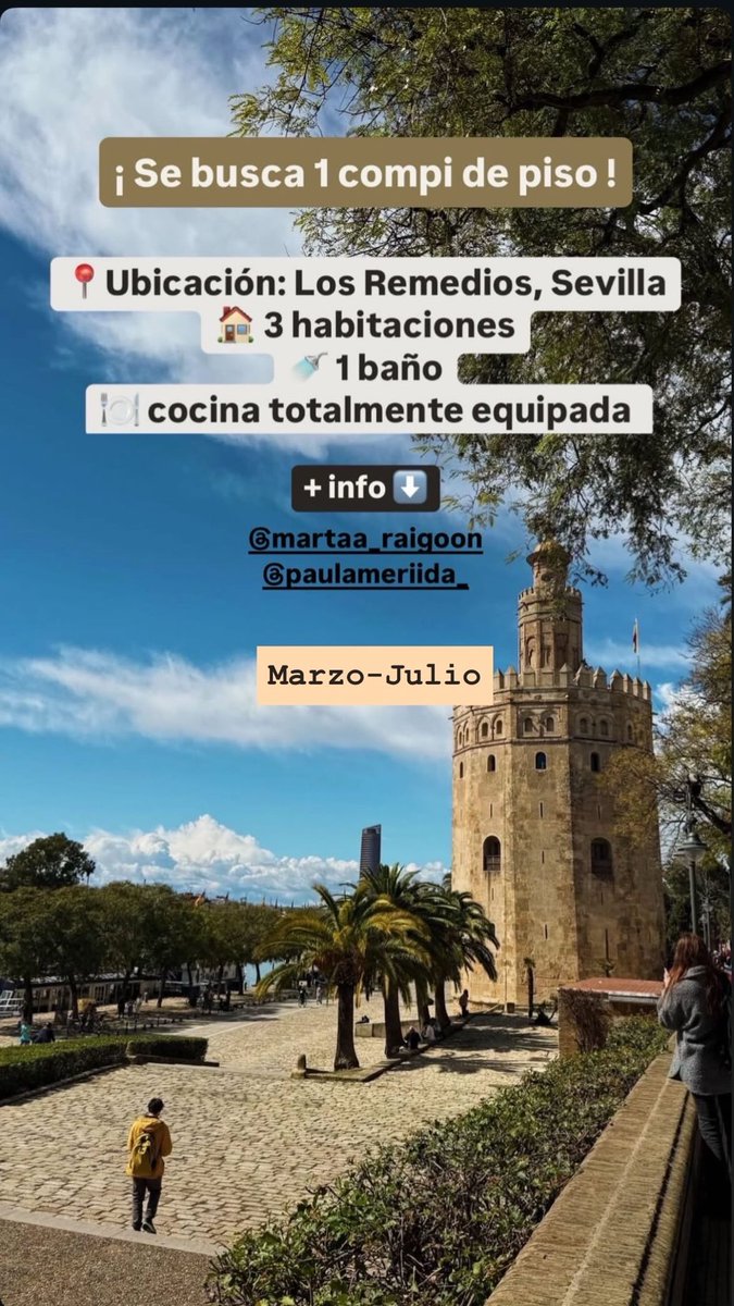 Hola!! Se Busca compi de piso en Sevilla ( los remedios) para entrar el 1 de Marzo #Sevilla #compañerapiso #estudiar