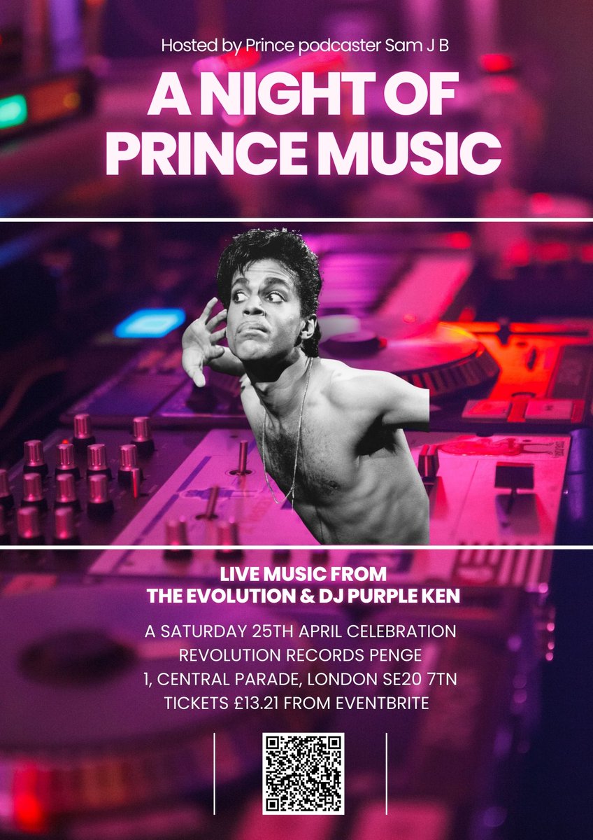 PrincePartyUK's tweet photo. Our good friend Sam is hosting A Night of Prince Music on 25th April 2026 in #London at Revolution Records 1 Central Parade London SE20 7TN tickets are £13.21 and can be bought here - https://t.co/6gGuyaewGZ
#Prince #Prince4Ever #PrinceNight #Prince10years https://t.co/jeLdQZtlaY