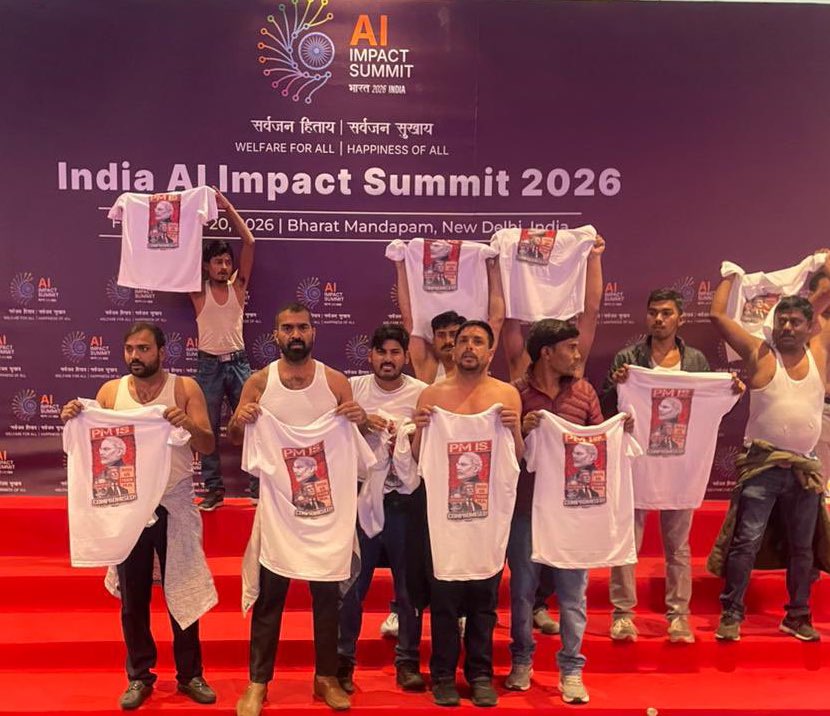 This image is a damning indictment of <a href="/RahulGandhi/">Rahul Gandhi</a> and <a href="/INCIndia/">Congress</a>’s betrayal, as they actively work to sabotage India's reputation on the world stage. Such treachery cannot go unpunished; the <a href="/narendramodi/">Narendra Modi</a> govt must take decisive action against these culprits. #AIImpactSummit