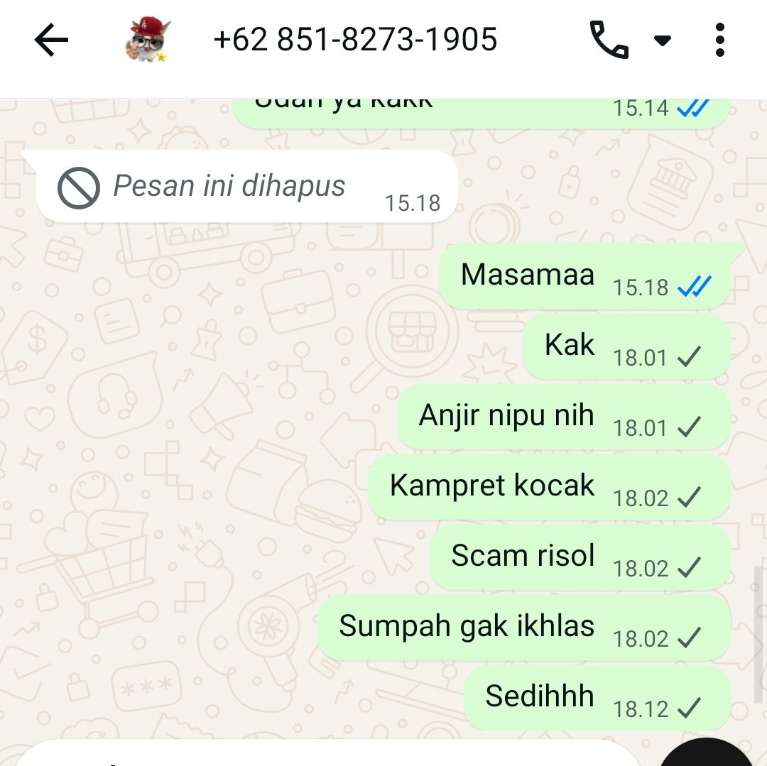 Sedihh bangett  di scam risol, dah tf tp gak dianter, chatnya pun dihapus semua. Iya sih ngga seberapa uangnya, tapi tau gitu mending beli makanan lain☝🏻😔