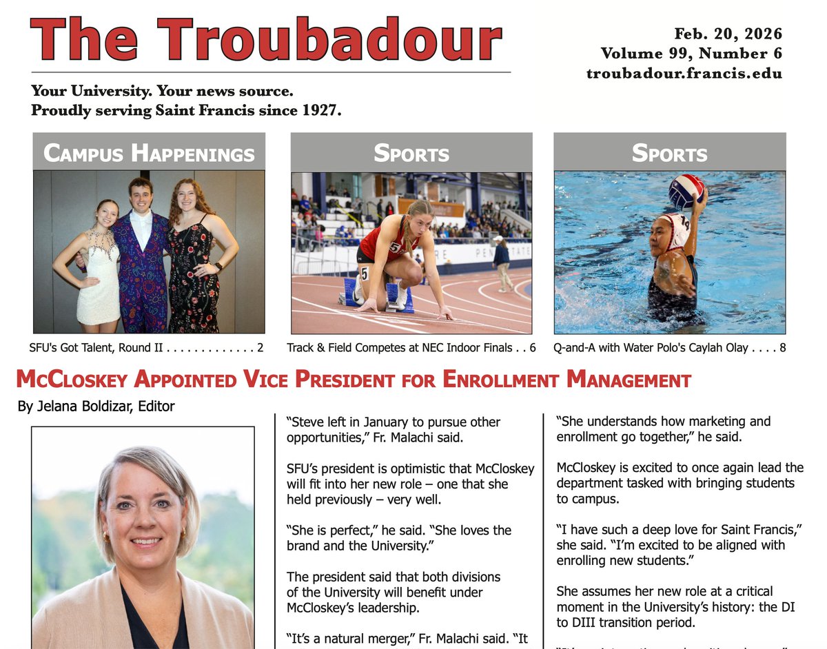 Saint Francis University Communications tweet media