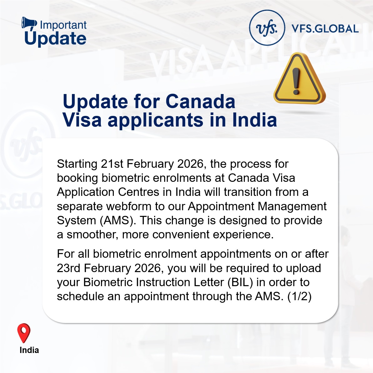 VFSGlobal's tweet photo. We have an important update for our Canada visa applicants in India.

For more information, please visit: https://t.co/UUhveckOCk https://t.co/GgY0tBM2bN