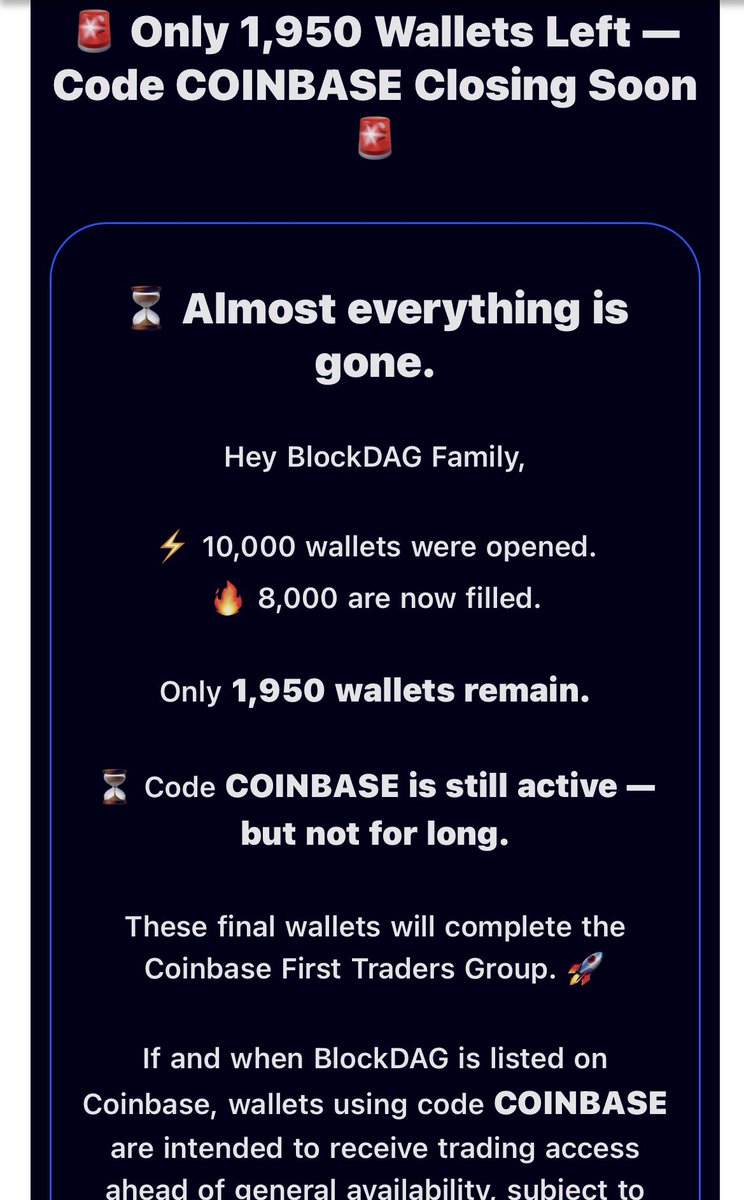 RedomisoL's tweet photo. @coinbase @blockdagnetwork I've been receiving emails for a few days asking if this #bdag blockchain coin will be listed on the Coinbase exchange. https://t.co/LgCPrYDxg3