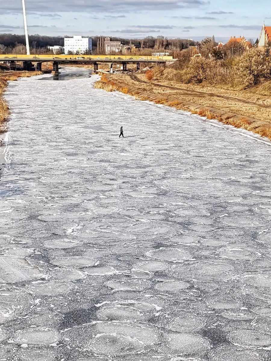 Warta w Poznaniu pod lodem . Fot. Anna Zgrajek.