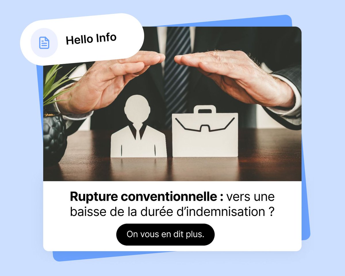 Les règles de la rupture conventionnelle pourraient bientôt changer ⚖️

Le patronat propose jusqu’à 1 milliard d’euros d’économies sur l’assurance chômage, avec cette mesure :

-25 % sur la durée d’indemnisation après une rupture conventionnelle 👇

urls.fr/oDqkQ6