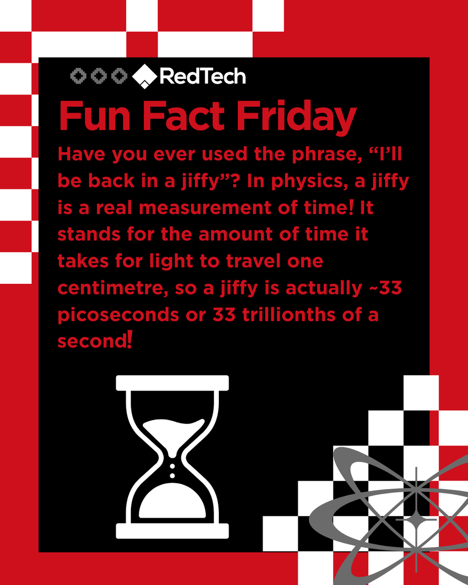 ALSO - In electronics a jiffy often means one tick of a system clock, so its length depends on the machine’s clock speed. Chemists, meanwhile, have used “jiffy” to describe intervals on the order of a trillionth of a second!

#recruitment #funfacts #techfunfacts #jiffy #stem