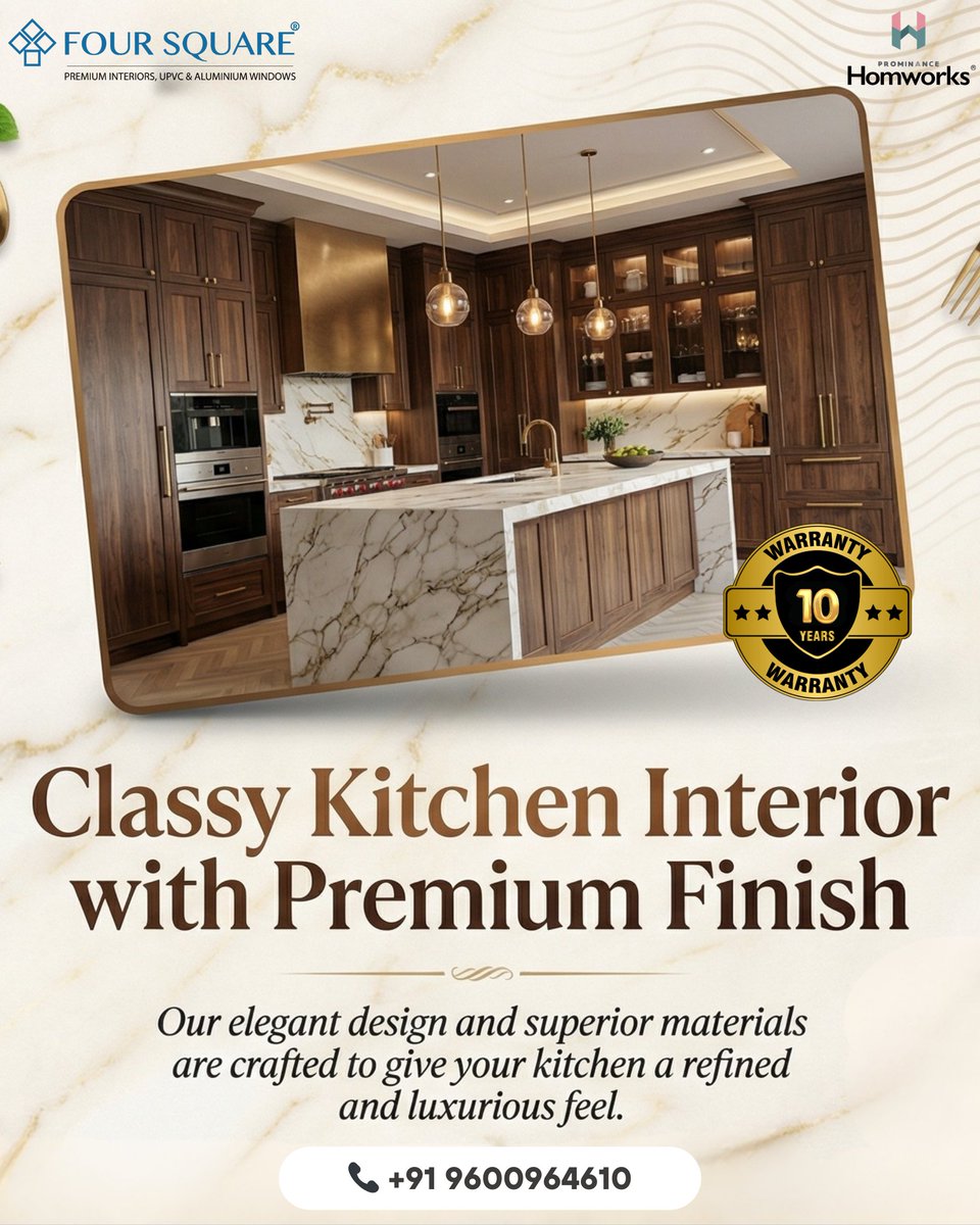 Foursquare06's tweet image. Luxury isn’t loud. It’s crafted in every detail, every finish, every flawless corner.
Elevate your kitchen into a statement of timeless elegance.

#PremiumLiving #LuxuryInteriors #ClassyKitchen