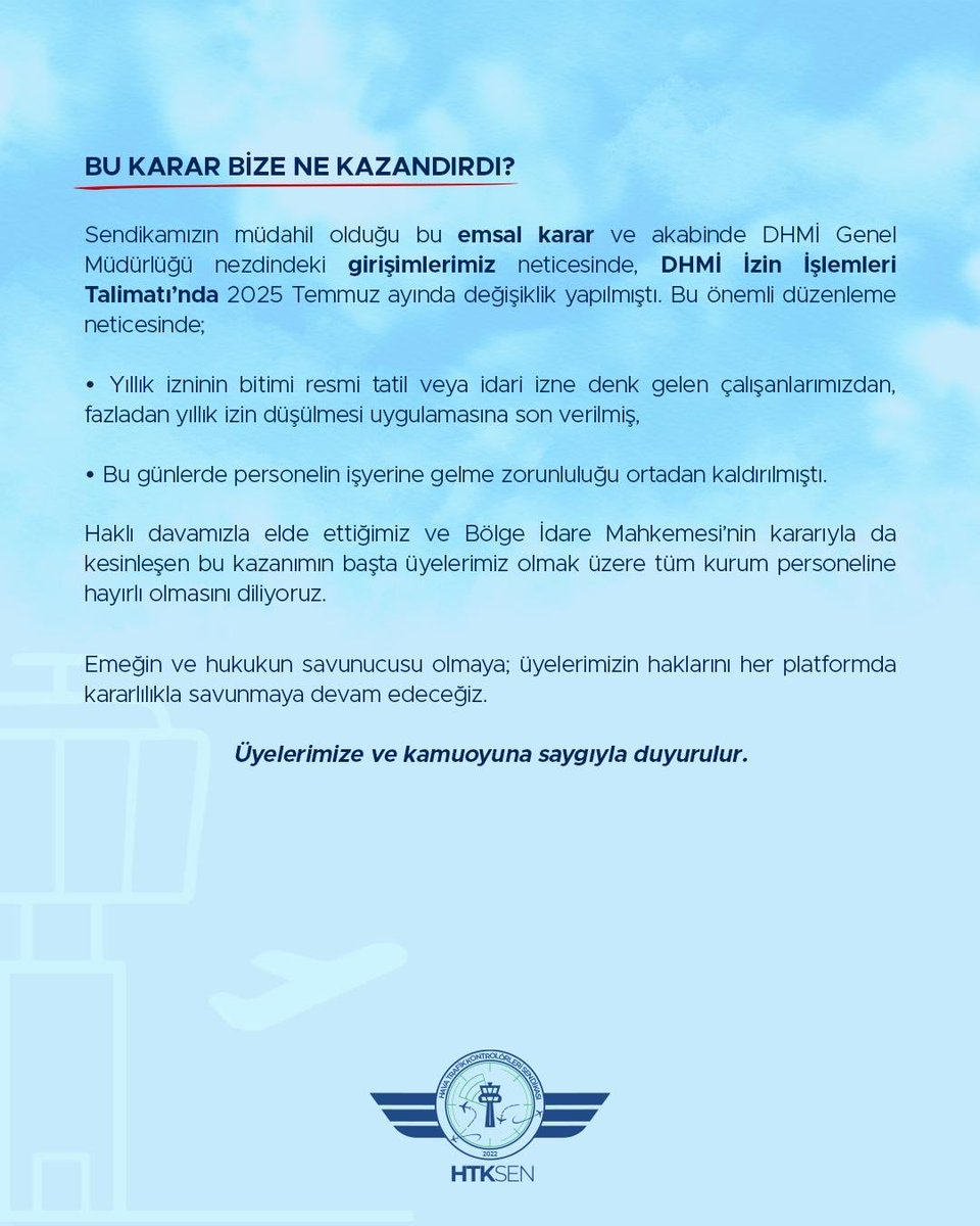 HUKUK ZAFERİMİZ: VARDİYALI ÇALIŞAN PERSONELİN İZİN HAKLARINDA YAŞANAN MAĞDURİYETE SON VEREN DAVAMIZ, İSTİNAF MAHKEMESİ TARAFINDAN ONANDI! ⚖️

HTKSEN olarak, üyelerimizin anayasal haklarını korumak adına verdiğimiz hukuk mücadelesi sonucunda; ilk olarak 20 Mayıs 2025 tarihinde
